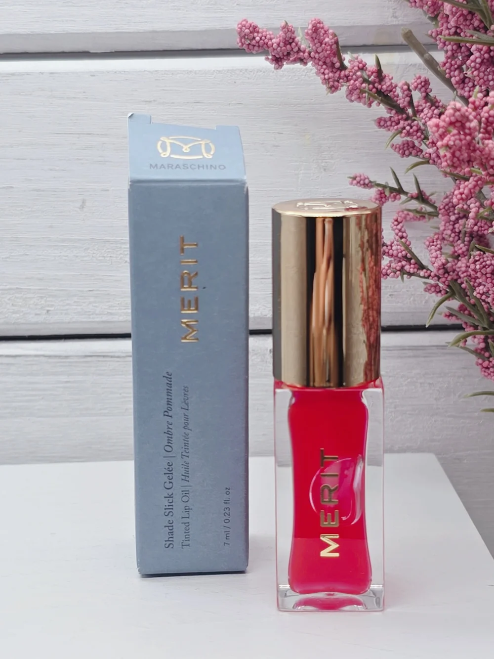 Merit Shade Slick Gelee Maraschino Tinted Lip Oil